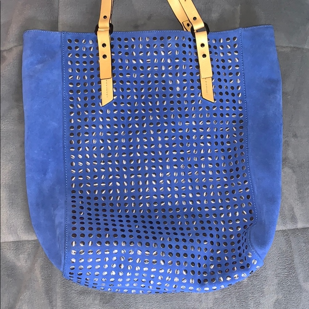 Kelsi Dagger 100% leather blue studded tote